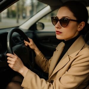 Tortoiseshell Oval Cat Eye Sunglasses Brown Gradient 100% UV Protection